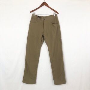 Prana Mens Breathe Straight Leg Cinch Waist Lined Pants Tan Size S